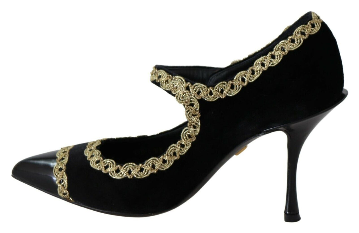 Dolce & Gabbana Elegant Gold-Embroidered Black Velvet Pumps Dolce & Gabbana