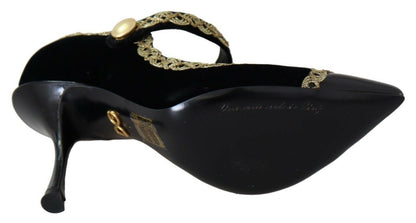 Dolce & Gabbana Elegant Gold-Embroidered Black Velvet Pumps Dolce & Gabbana