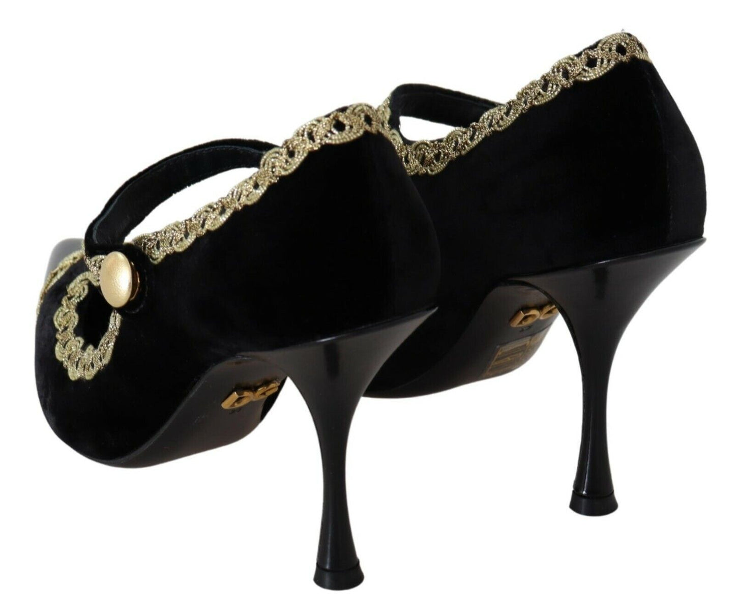 Dolce & Gabbana Elegant Gold-Embroidered Black Velvet Pumps Dolce & Gabbana