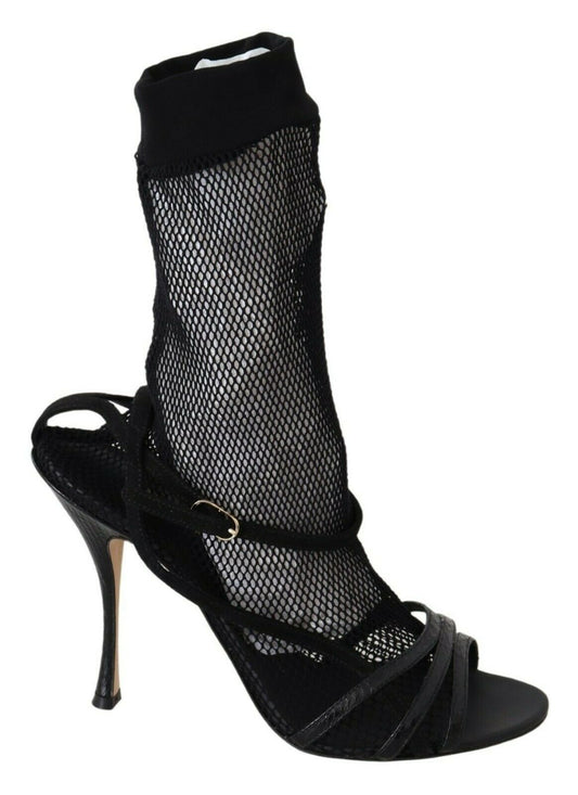 Dolce & Gabbana Chic Black Mesh Stiletto Sandals Dolce & Gabbana