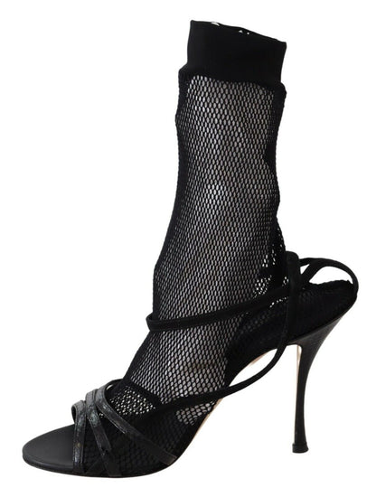 Dolce & Gabbana Chic Black Mesh Stiletto Sandals Dolce & Gabbana