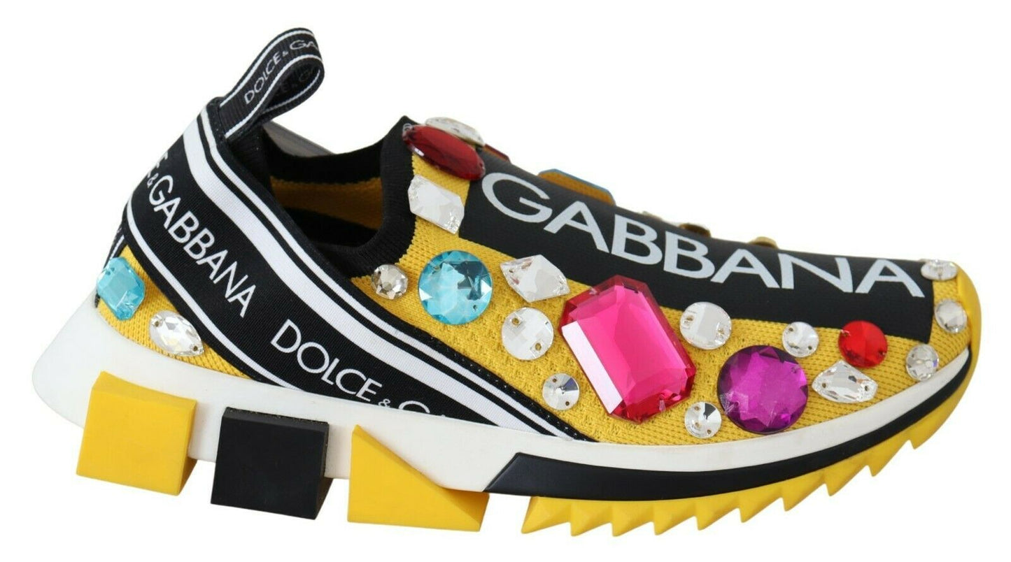 Dolce & Gabbana Embellished Yellow Sorrento Sneakers Dolce & Gabbana