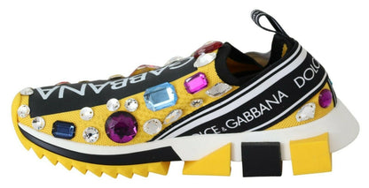 Dolce & Gabbana Embellished Yellow Sorrento Sneakers Dolce & Gabbana