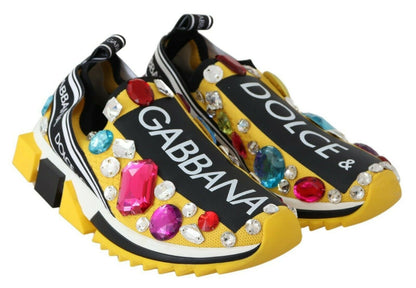 Dolce & Gabbana Embellished Yellow Sorrento Sneakers Dolce & Gabbana