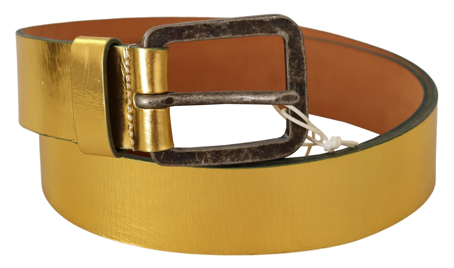 John Galliano Elegant Gold Genuine Leather Men's Belt John Galliano