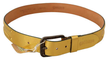 John Galliano Elegant Gold Genuine Leather Men's Belt John Galliano