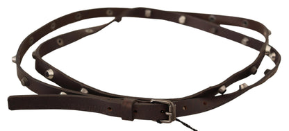 Costume National Chic Brown Leather Fashion Belt with Silver Buckle Costume National