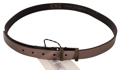 Costume National Chic Pink Metallic Leather Belt with Bronze Buckle Costume National