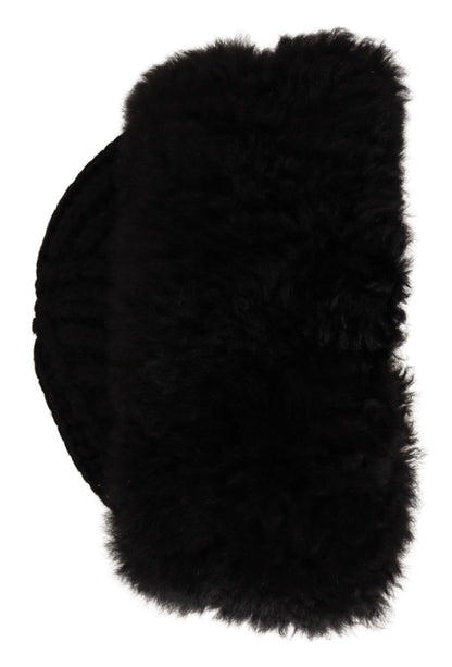 Dolce & Gabbana Elegant Black Cashmere Alpaca Fur Beanie Dolce & Gabbana