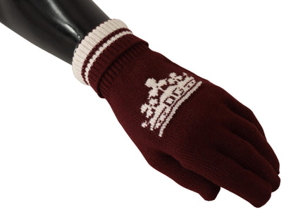 Dolce & Gabbana Elegant Red Cashmere Gloves with Crown Motif Dolce & Gabbana