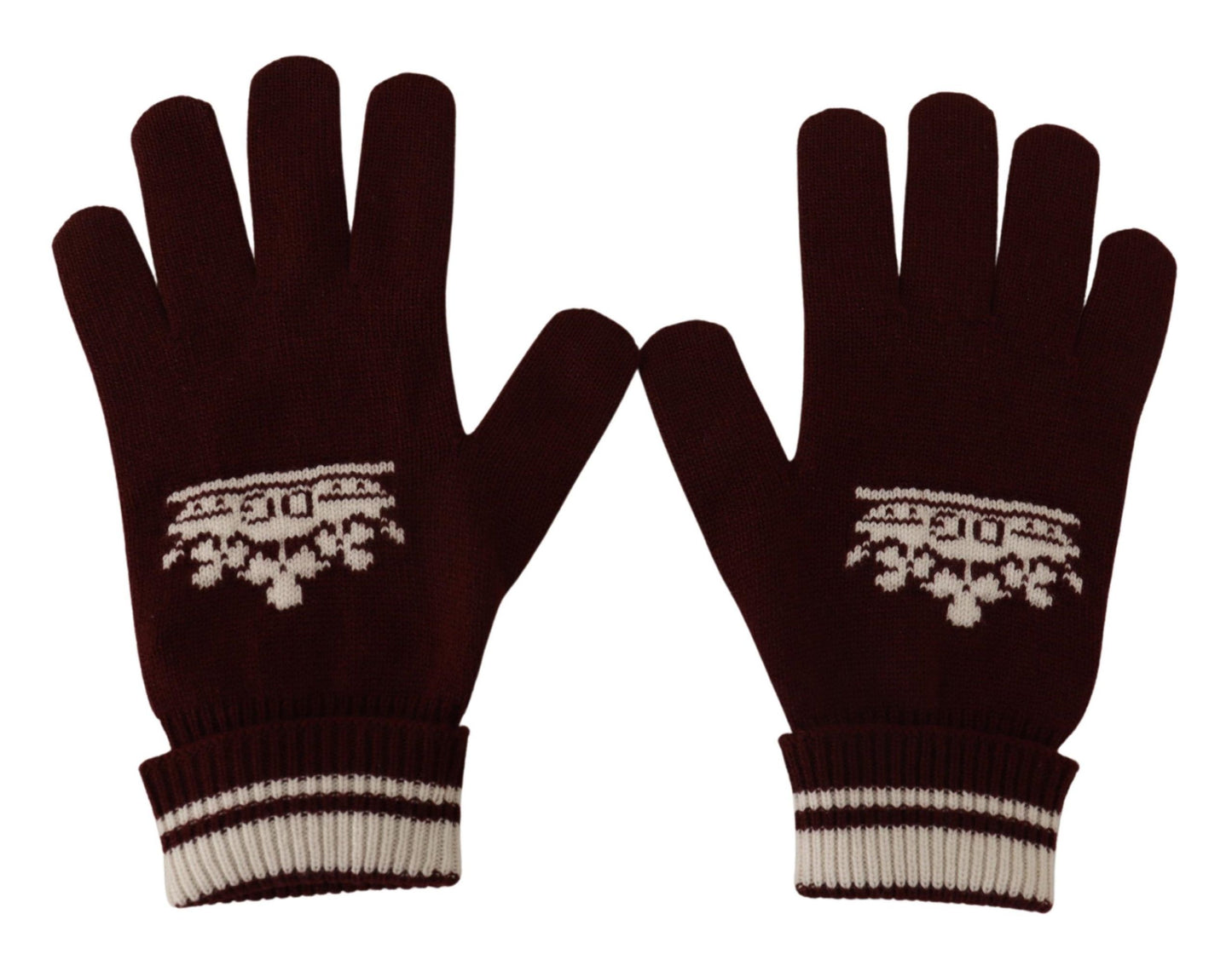 Dolce & Gabbana Elegant Red Cashmere Gloves with Crown Motif Dolce & Gabbana