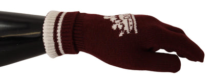 Dolce & Gabbana Elegant Red Cashmere Gloves with Crown Motif Dolce & Gabbana