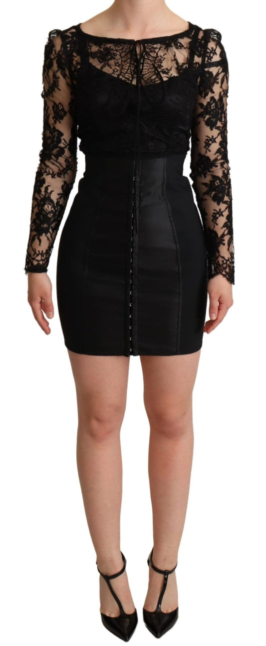 Dolce & Gabbana Elegant Black Lace Mini-Dress Delight Dolce & Gabbana