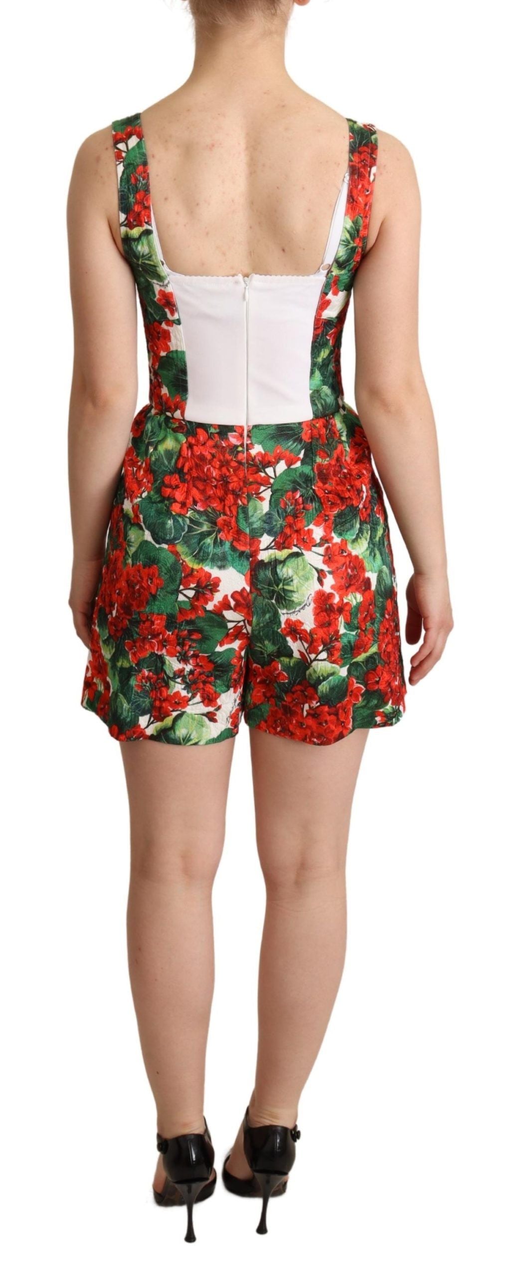 Dolce & Gabbana Chic Red Geranium Print Sleeveless Jumpsuit Dolce & Gabbana