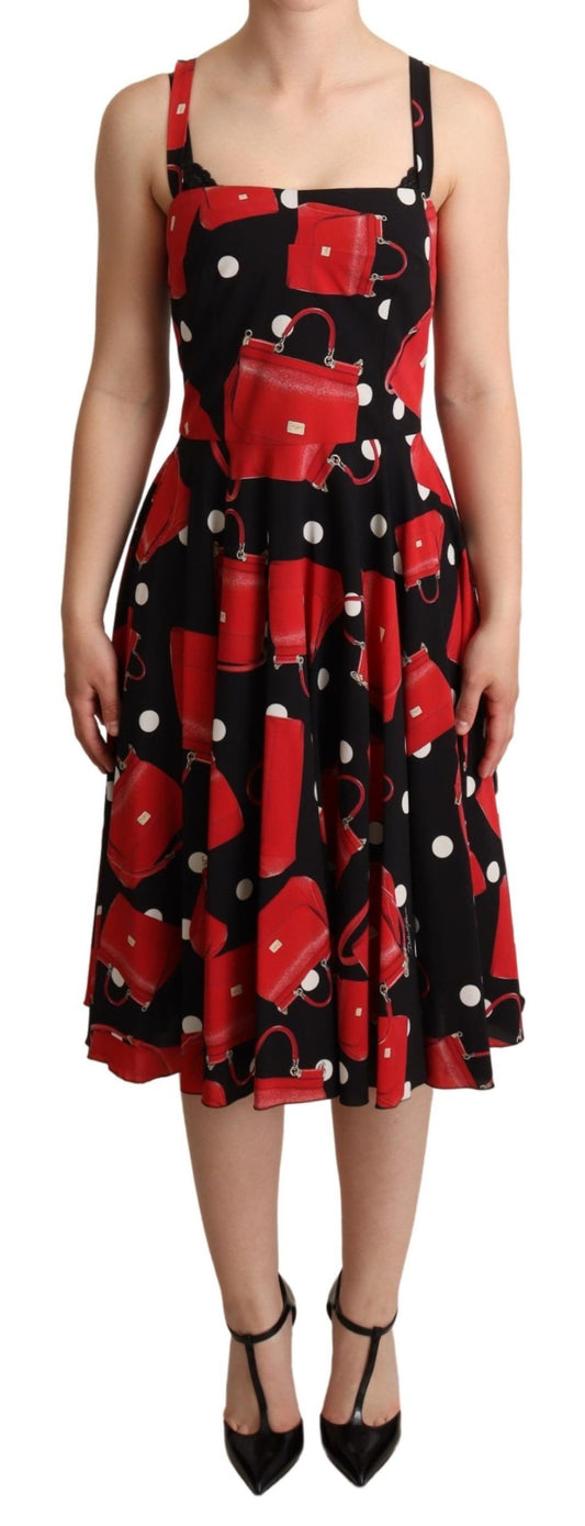 Dolce & Gabbana Sicilian Bag Print Sleeveless Midi Dress Dolce & Gabbana