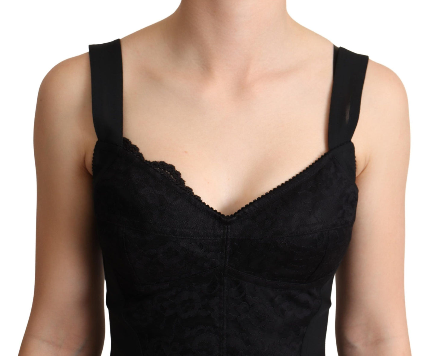 Dolce & Gabbana Elegant Black Lace Bodysuit Corset Dress Dolce & Gabbana