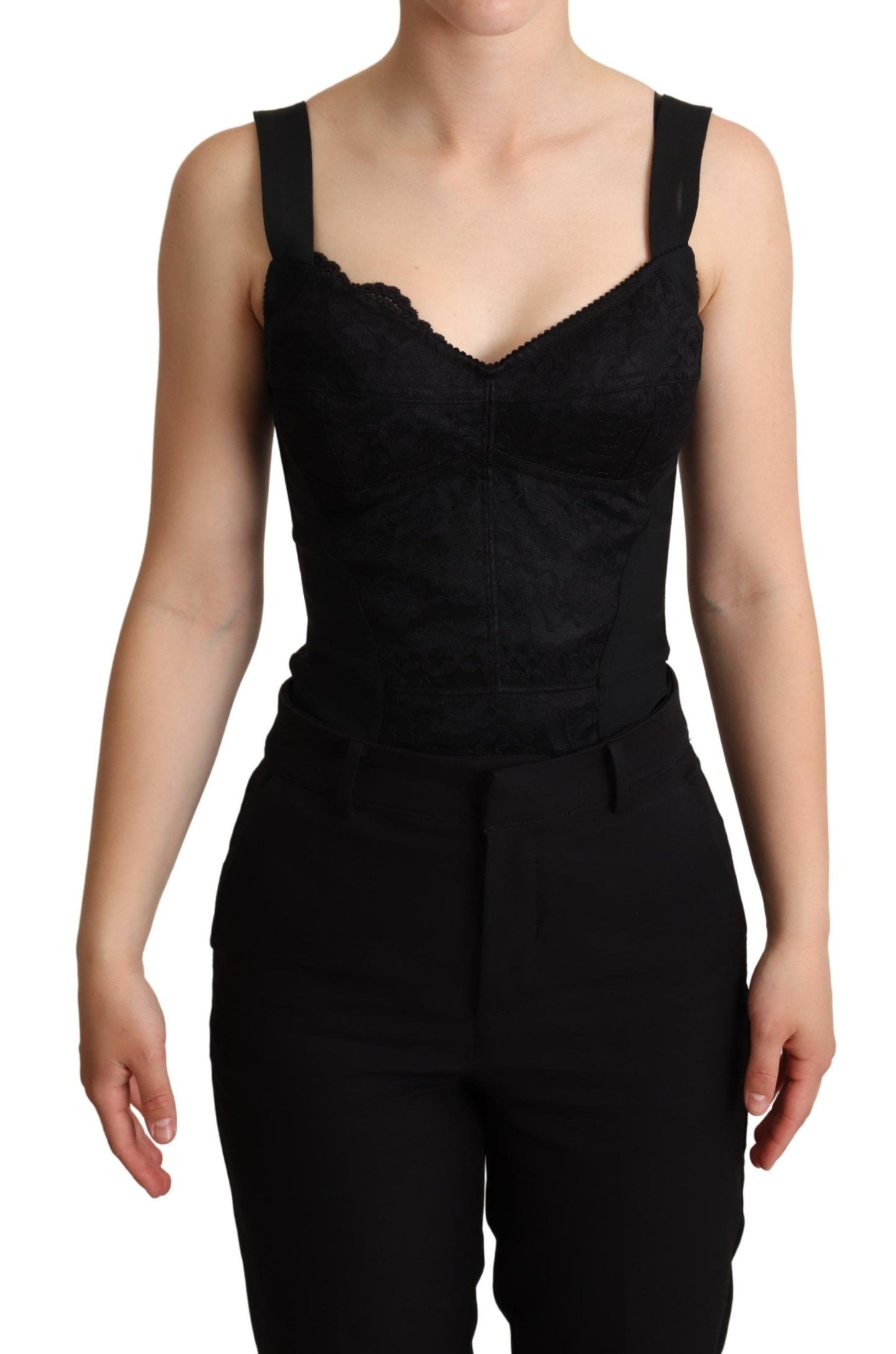 Dolce & Gabbana Elegant Black Lace Bodysuit Corset Dress Dolce & Gabbana