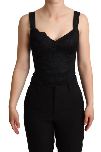 Dolce & Gabbana Elegant Black Lace Bodysuit Corset Dress Dolce & Gabbana