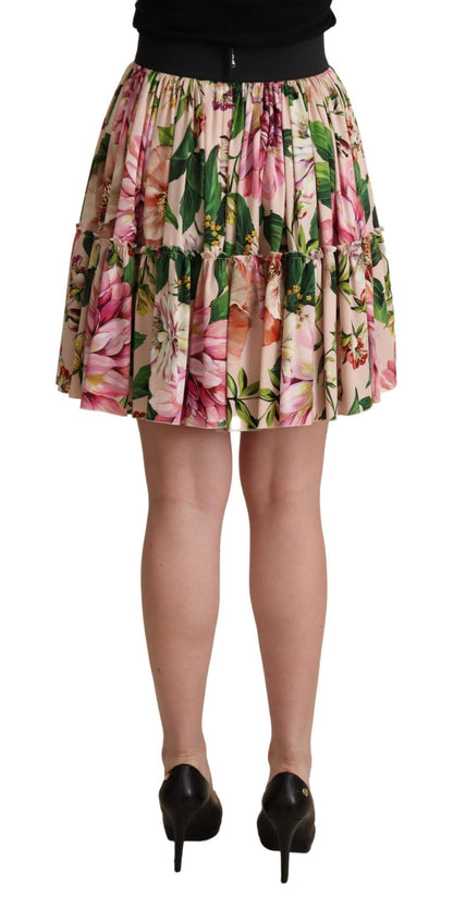 Dolce & Gabbana Elegant Floral Silk High Waist Mini Skirt Dolce & Gabbana