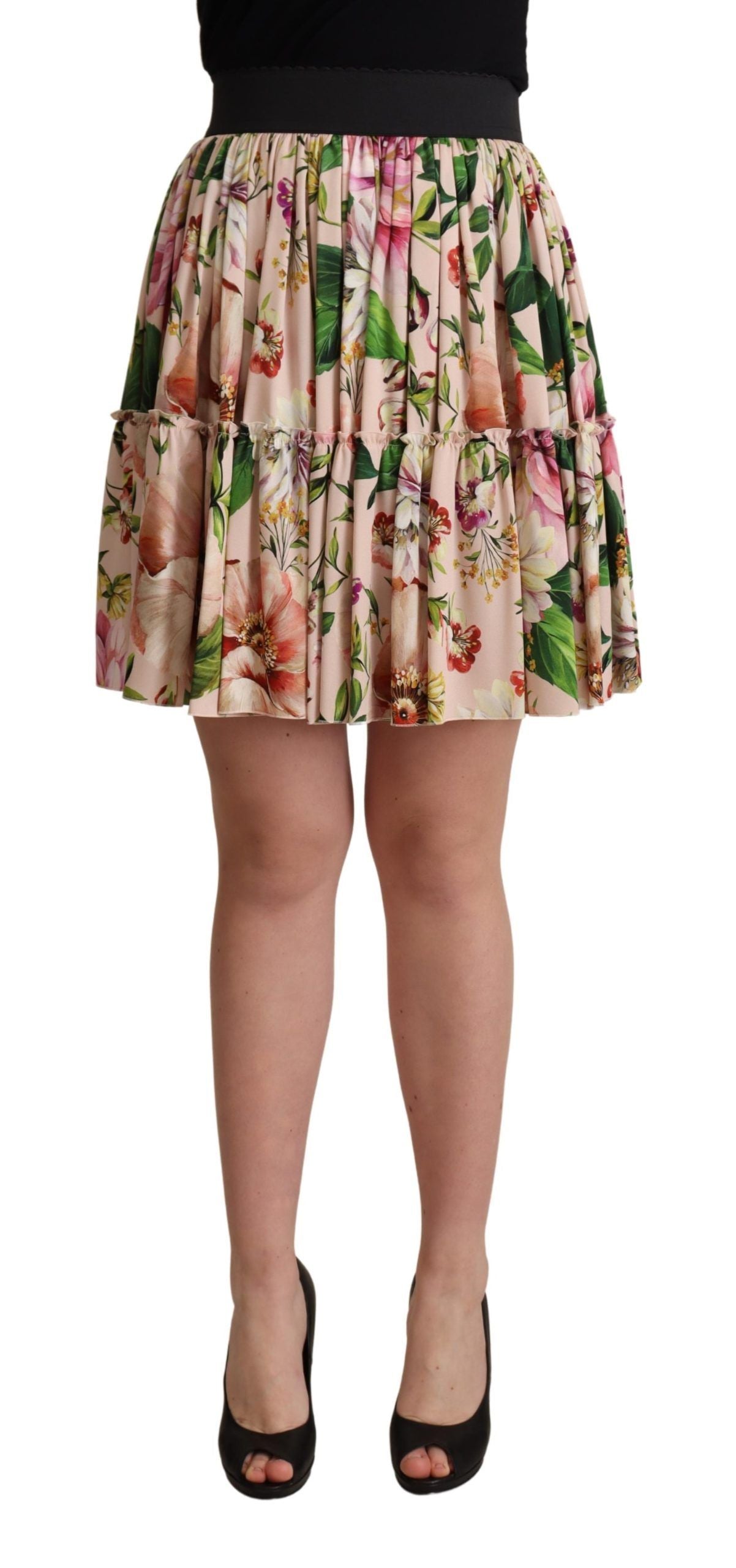 Dolce & Gabbana Elegant Floral Silk High Waist Mini Skirt Dolce & Gabbana