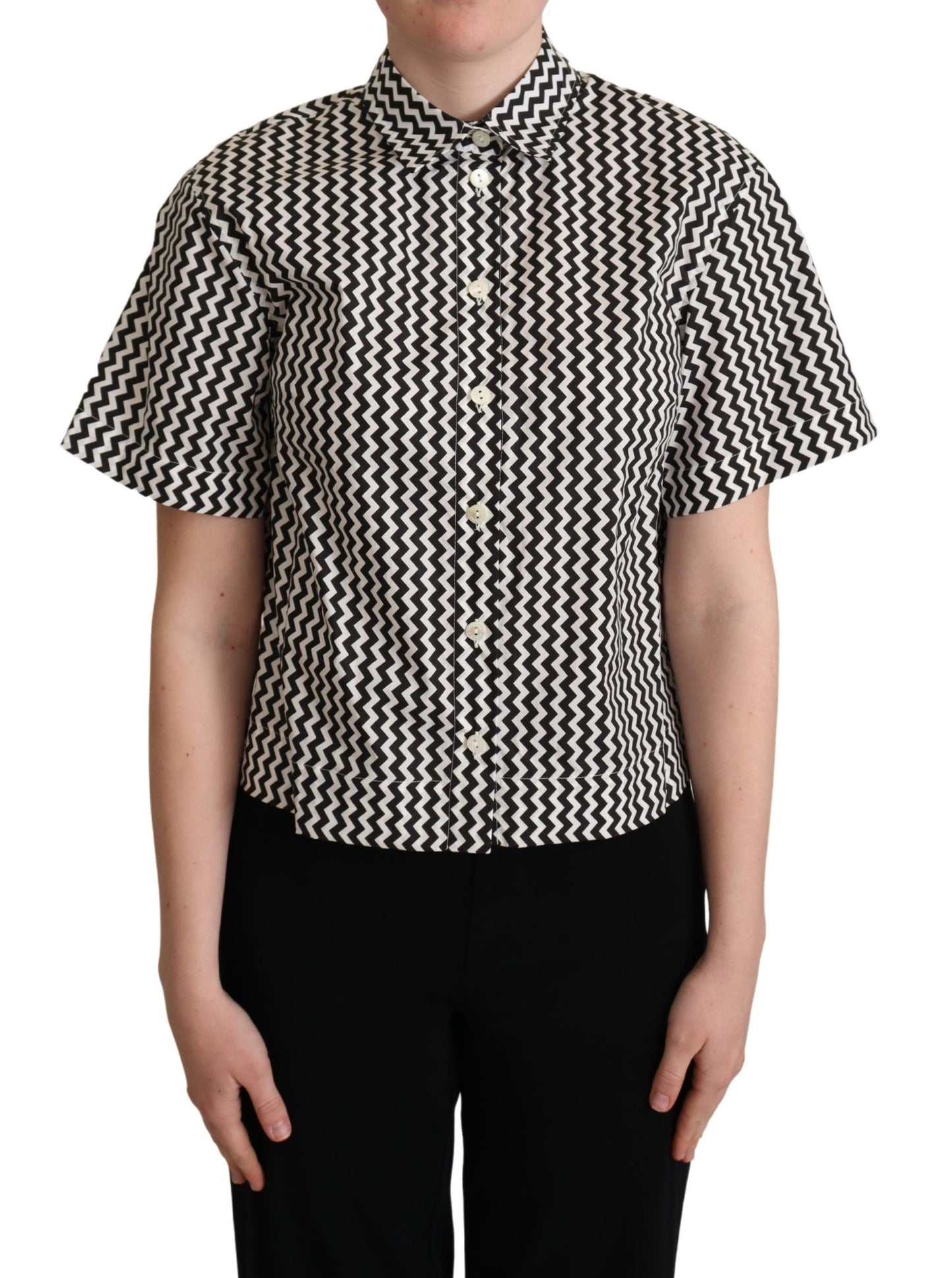 Dolce & Gabbana Zigzag Elegance Cotton Polo Top Dolce & Gabbana