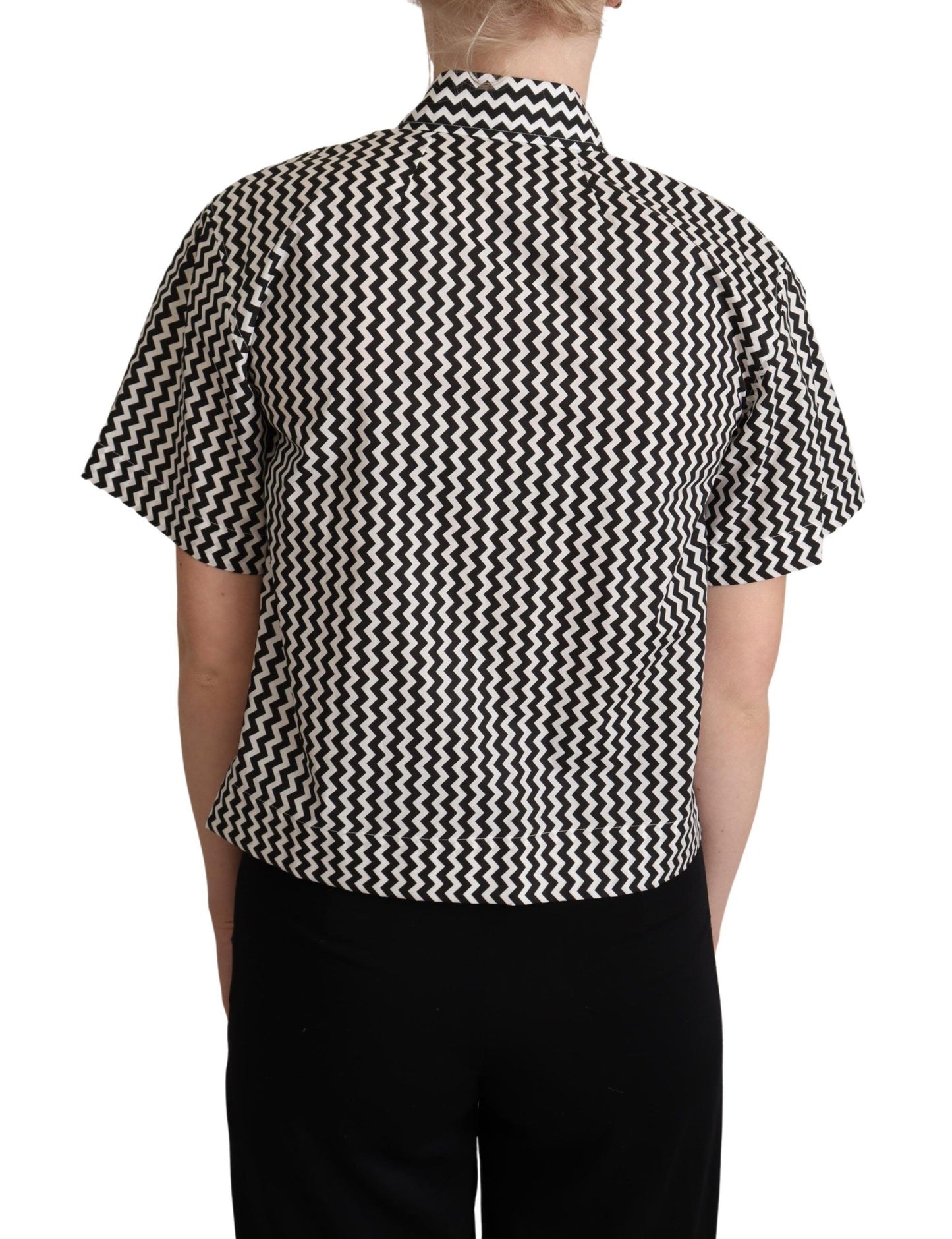 Dolce & Gabbana Zigzag Elegance Cotton Polo Top Dolce & Gabbana