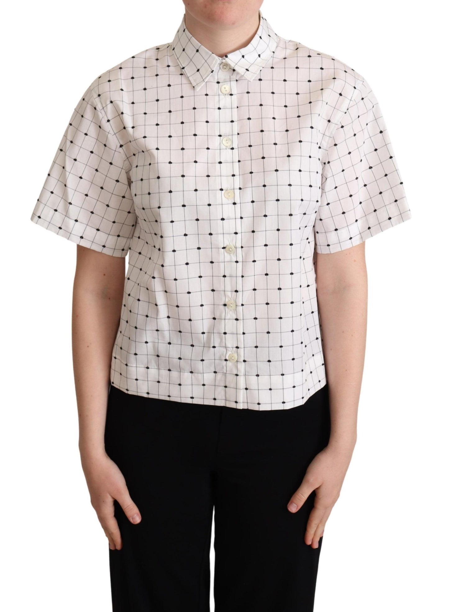 Dolce & Gabbana Chic Monochrome Polka Dot Polo Top Dolce & Gabbana