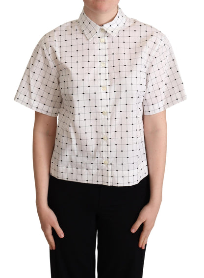 Dolce & Gabbana Chic Monochrome Polka Dot Polo Top Dolce & Gabbana