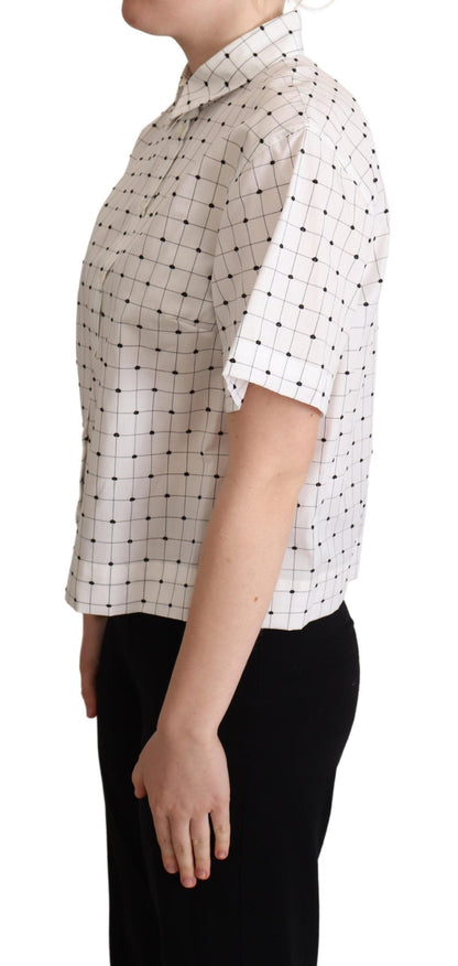 Dolce & Gabbana Chic Monochrome Polka Dot Polo Top Dolce & Gabbana