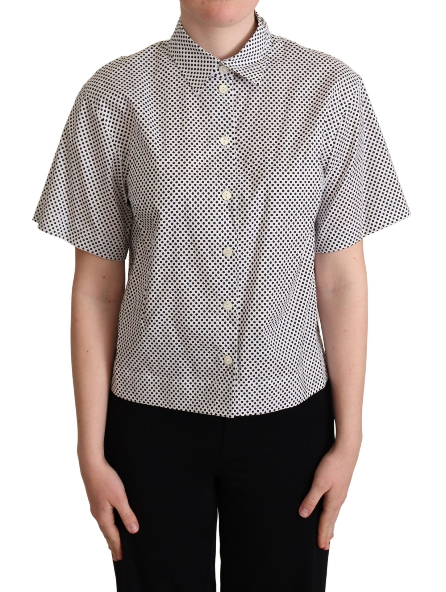 Dolce & Gabbana Elegant Polka Dot Cotton Polo Top Dolce & Gabbana