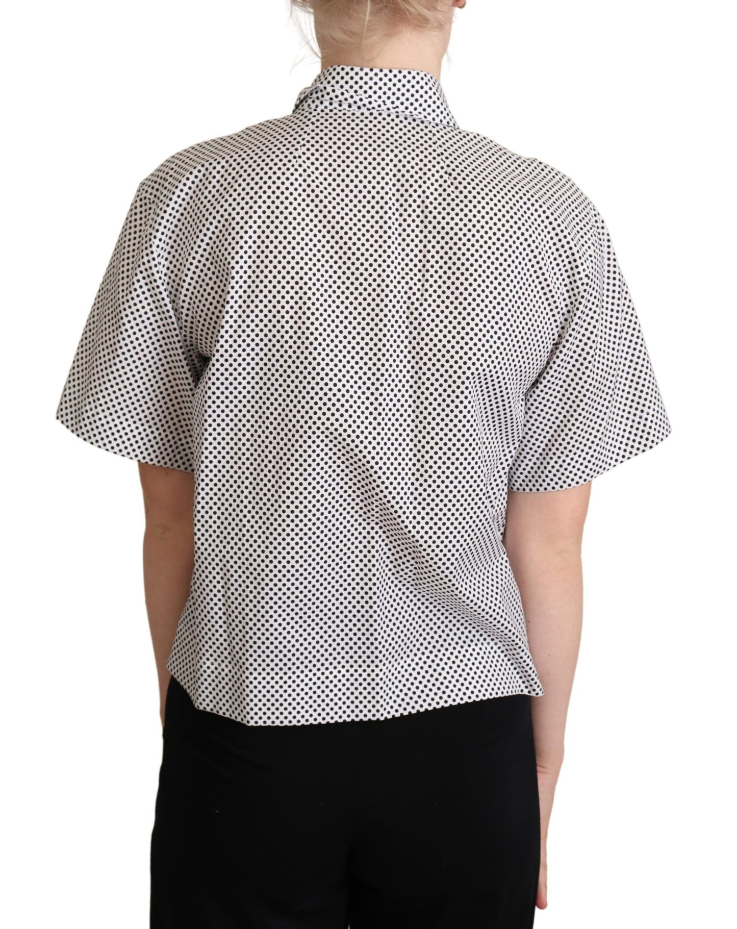 Dolce & Gabbana Elegant Polka Dot Cotton Polo Top Dolce & Gabbana