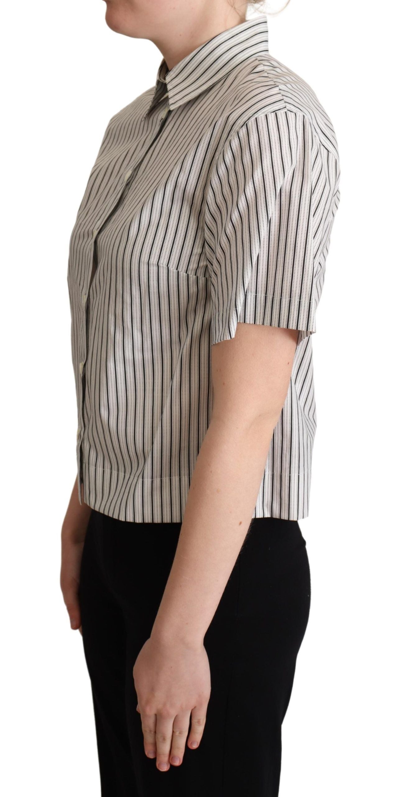 Dolce & Gabbana Chic Monochrome Striped Polo Shirt Dolce & Gabbana