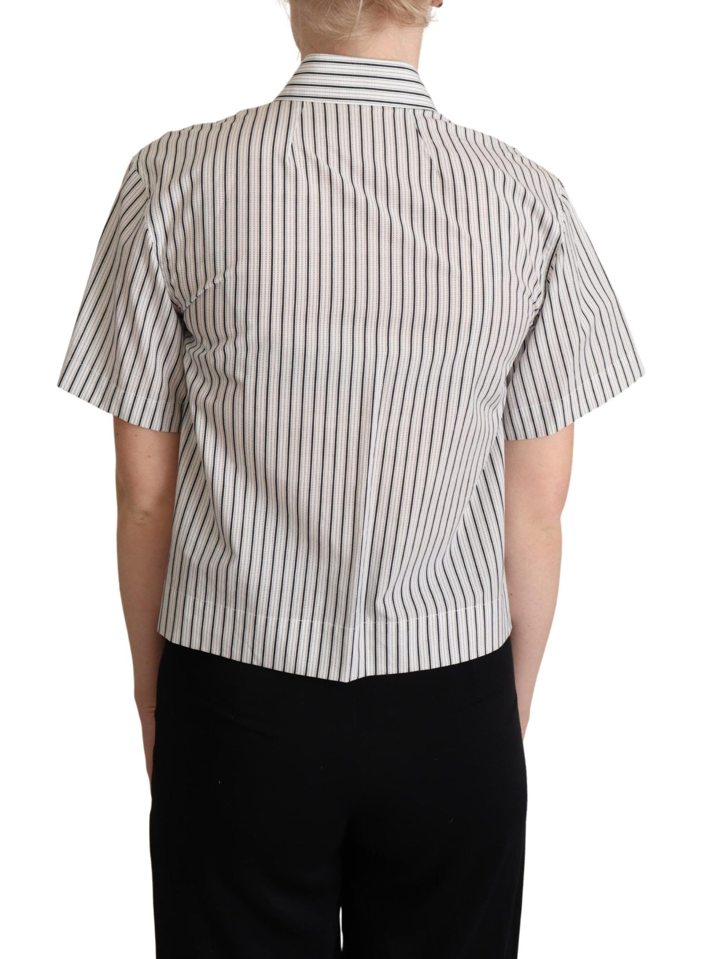 Dolce & Gabbana Chic Monochrome Striped Polo Shirt Dolce & Gabbana