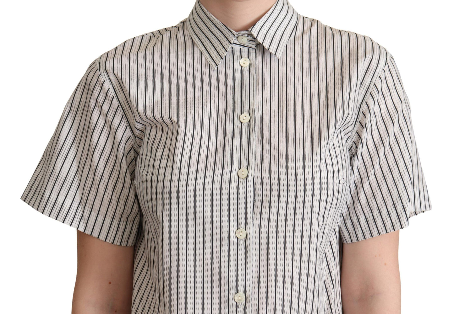 Dolce & Gabbana Chic Monochrome Striped Polo Shirt Dolce & Gabbana