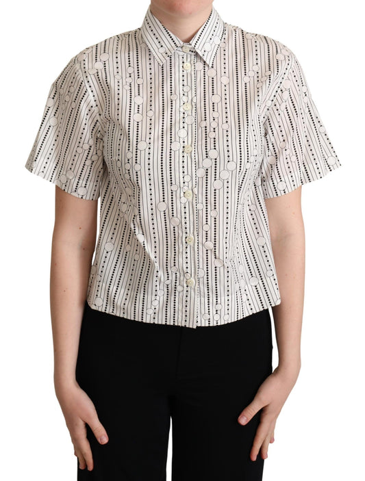 Dolce & Gabbana Geometric Elegance Collared Polo Top Dolce & Gabbana