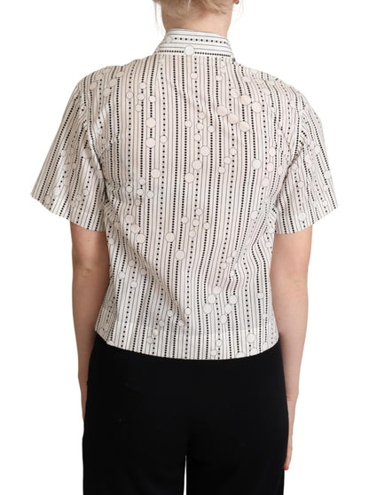 Dolce & Gabbana Geometric Elegance Collared Polo Top Dolce & Gabbana