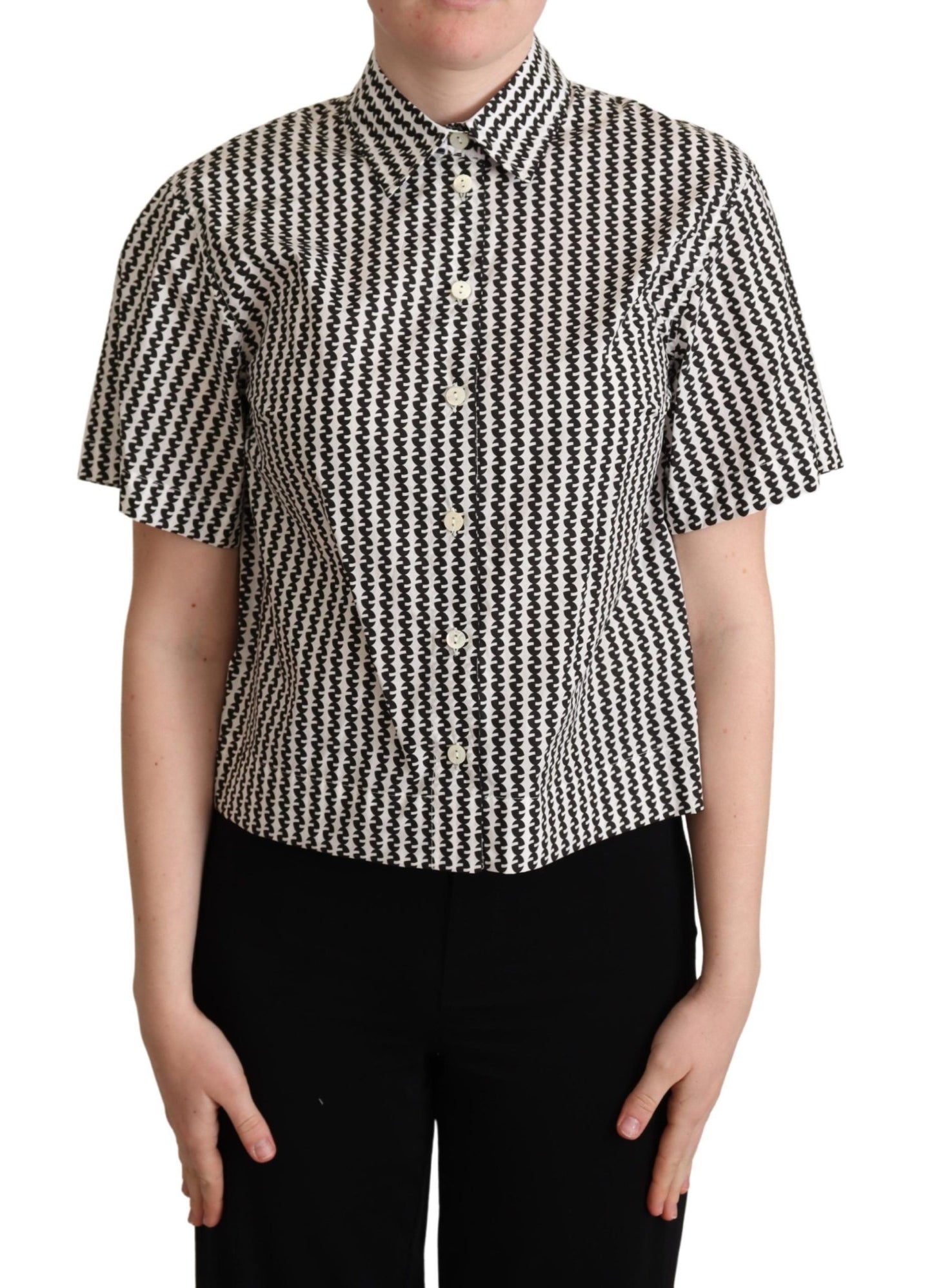 Dolce & Gabbana Elegant Black and White Patterned Cotton Polo Dolce & Gabbana