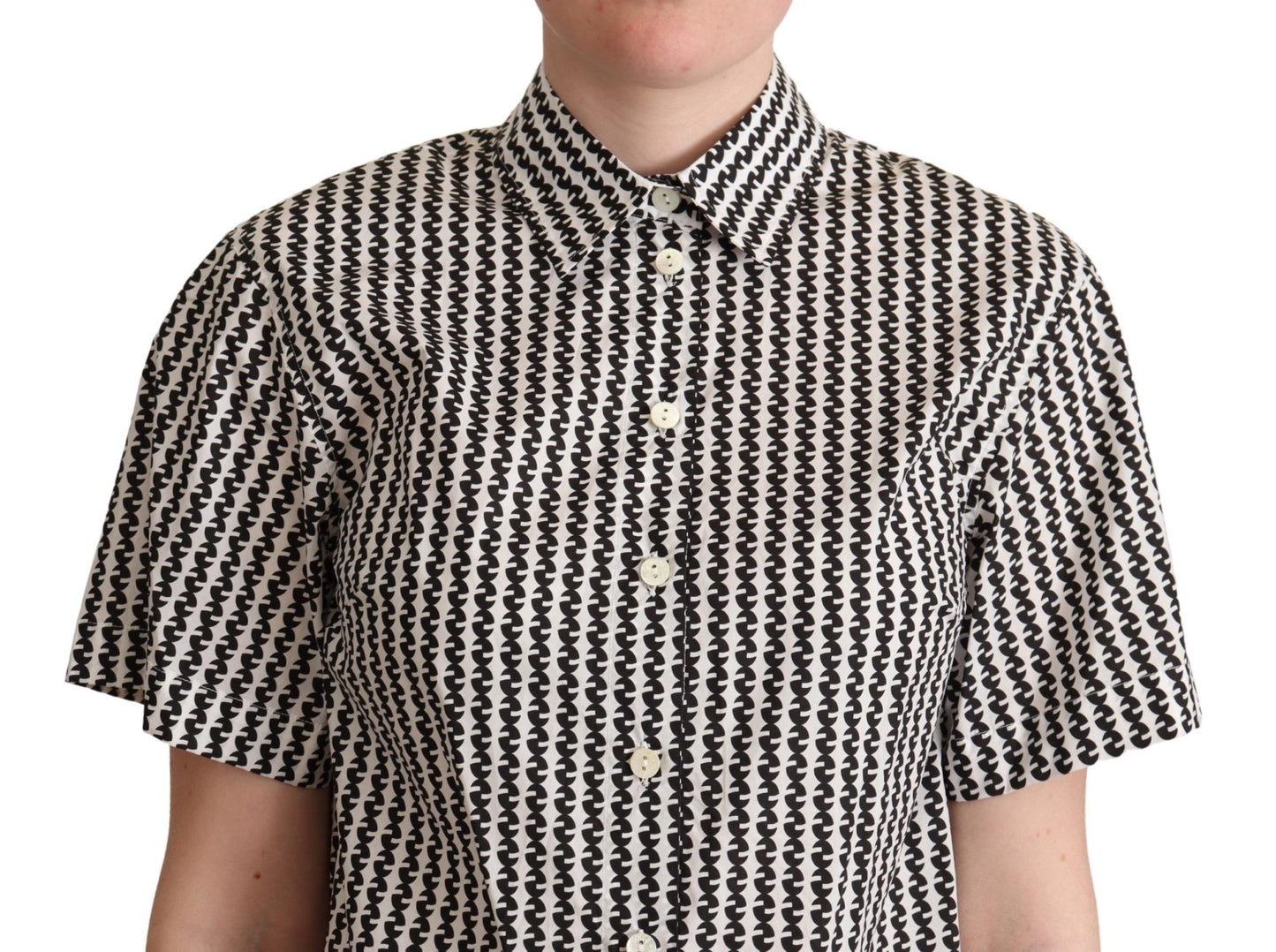 Dolce & Gabbana Elegant Black and White Patterned Cotton Polo Dolce & Gabbana