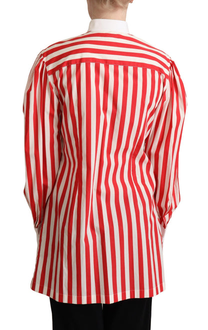 Dolce & Gabbana Elegant Red and White Stripe Cotton Polo Top Dolce & Gabbana