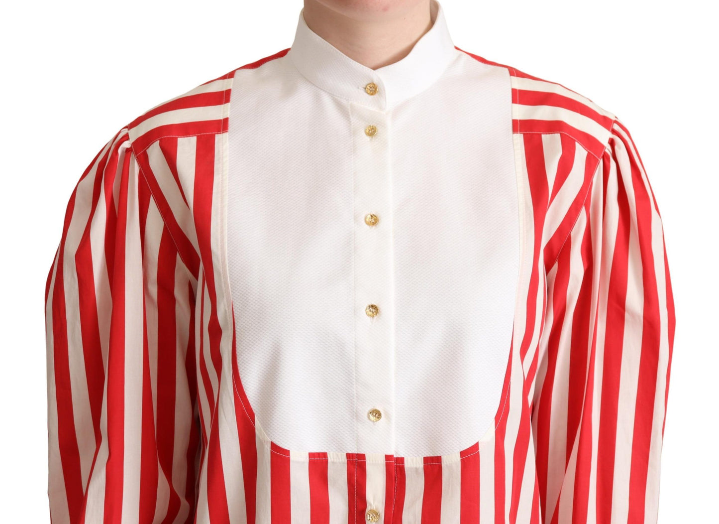 Dolce & Gabbana Elegant Red and White Stripe Cotton Polo Top Dolce & Gabbana