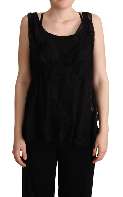 Dolce & Gabbana Lustrous Silk-Blend Lace Trim Camisole Dolce & Gabbana