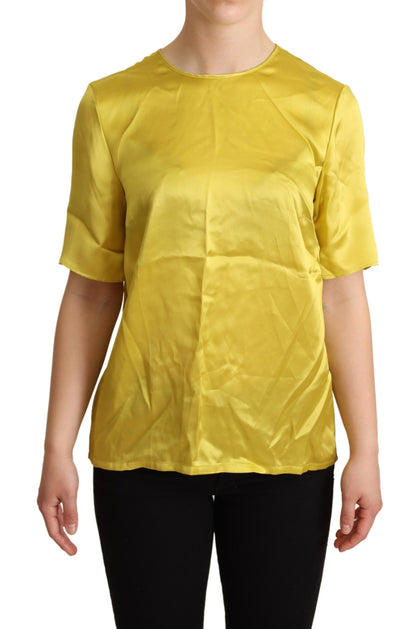 Dolce & Gabbana Elegant Silk Short Sleeve Blouse Top - Yellow Dolce & Gabbana