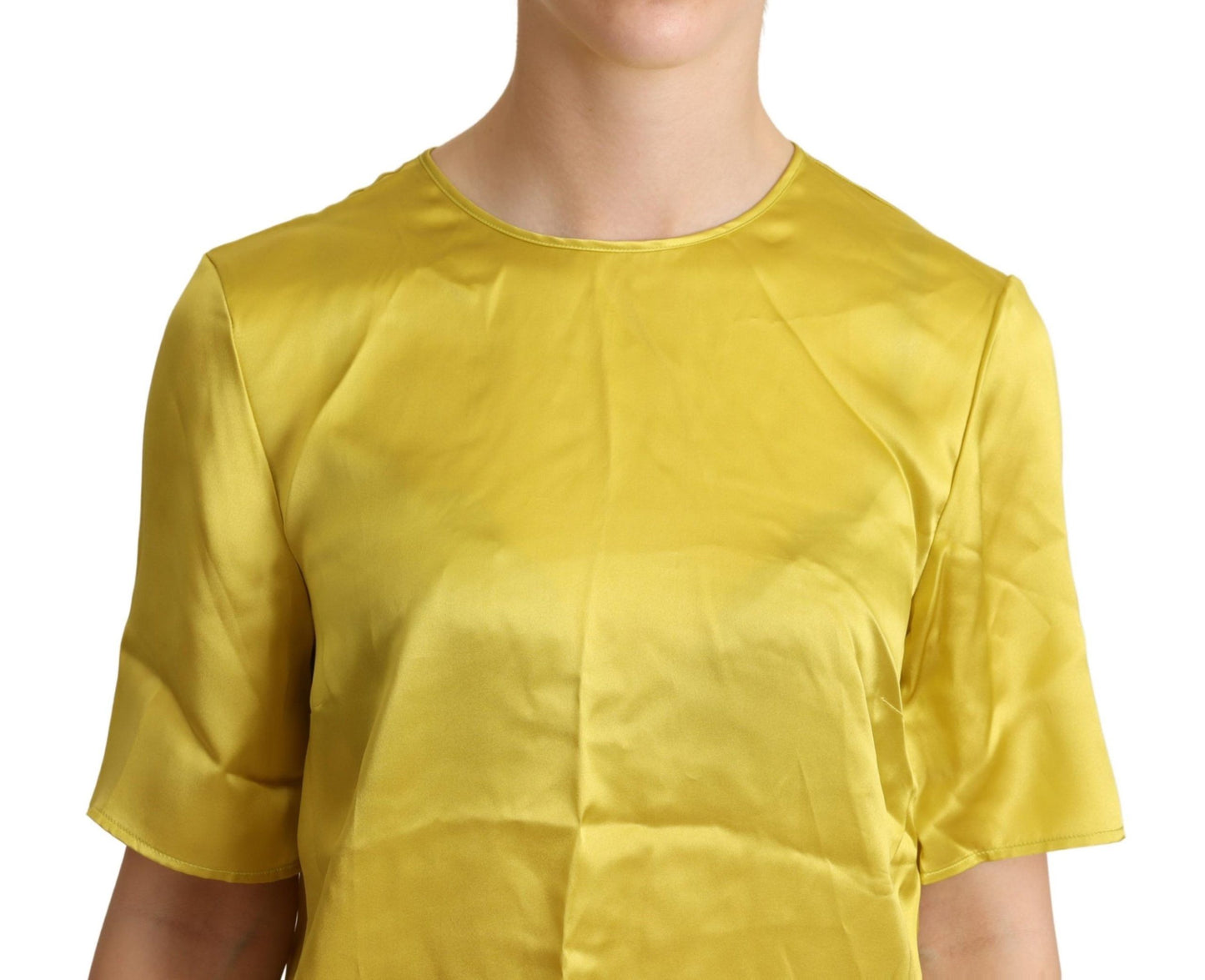 Dolce & Gabbana Elegant Silk Short Sleeve Blouse Top - Yellow Dolce & Gabbana