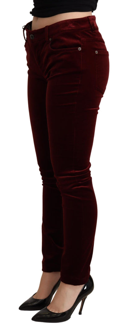 Dolce & Gabbana Exquisite Bordeaux Red Skinny Pants Dolce & Gabbana