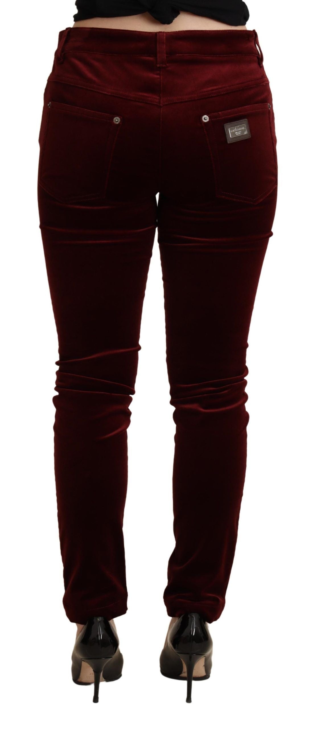 Dolce & Gabbana Exquisite Bordeaux Red Skinny Pants Dolce & Gabbana