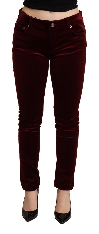 Dolce & Gabbana Exquisite Bordeaux Red Skinny Pants Dolce & Gabbana