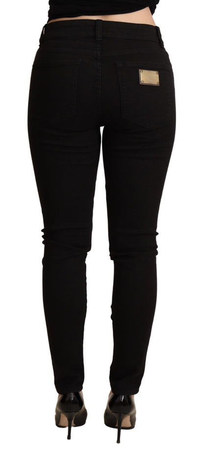 Dolce & Gabbana Elegant Black Mid-Waist Skinny Jeans Dolce & Gabbana