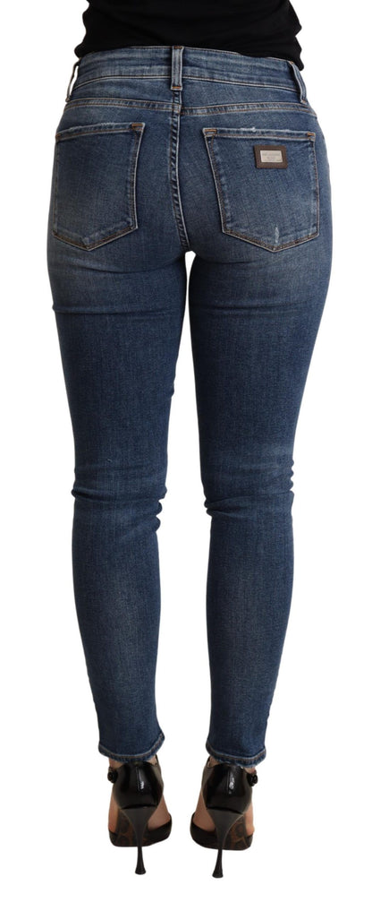 Dolce & Gabbana Elegant Mid Waist Skinny Blue Jeans Dolce & Gabbana