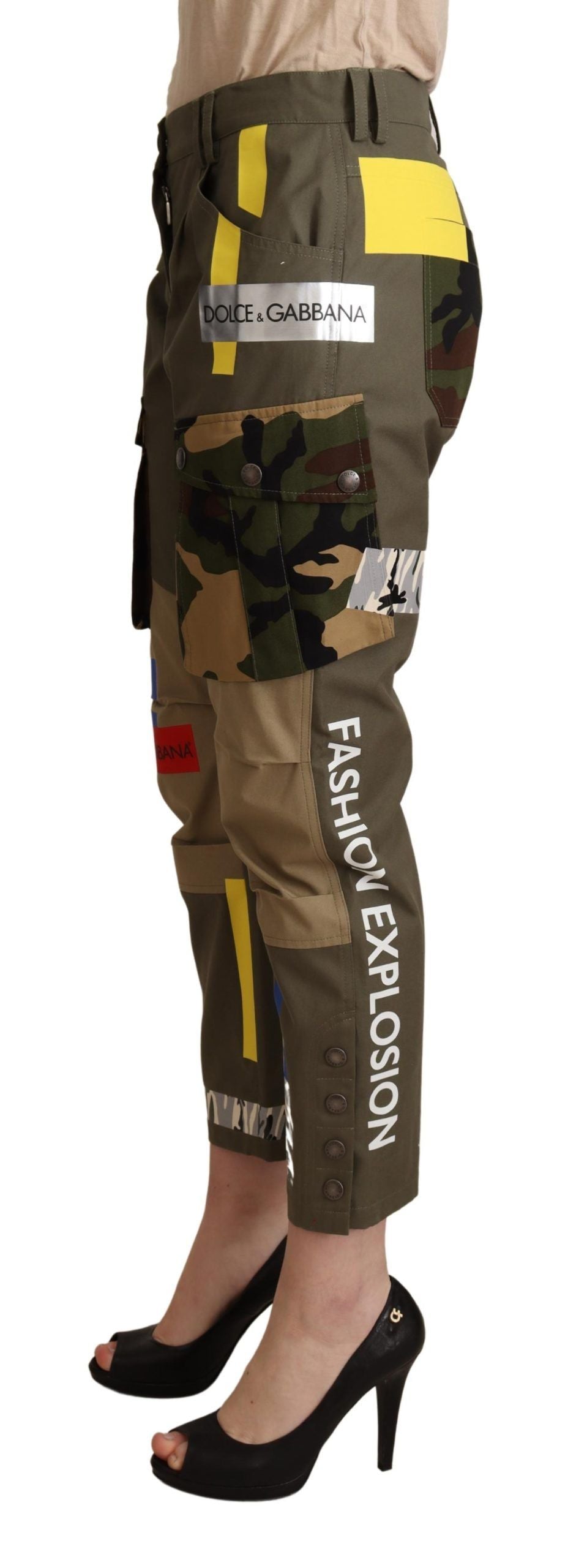 Dolce & Gabbana Chic Multicolor Patched Cargo Pants Dolce & Gabbana