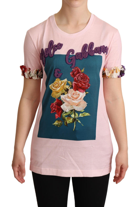 Dolce & Gabbana Elegant Floral Rose Applique T-Shirt Dolce & Gabbana